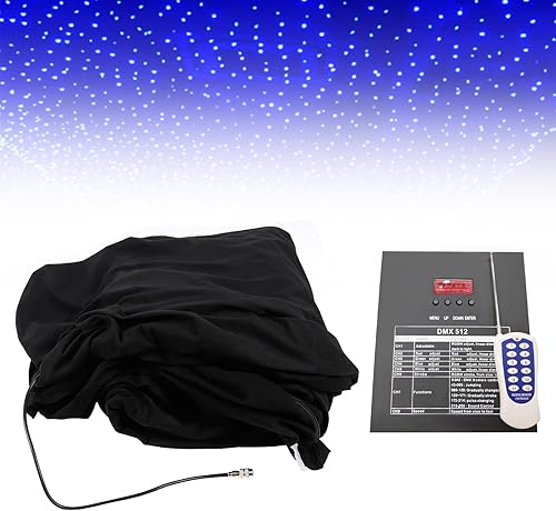 Telón de fondo de escenario LED de tela negra con estrella de fondo de cielo estrellado con controlador para decoración de fiesta de boda y DJ (19.7