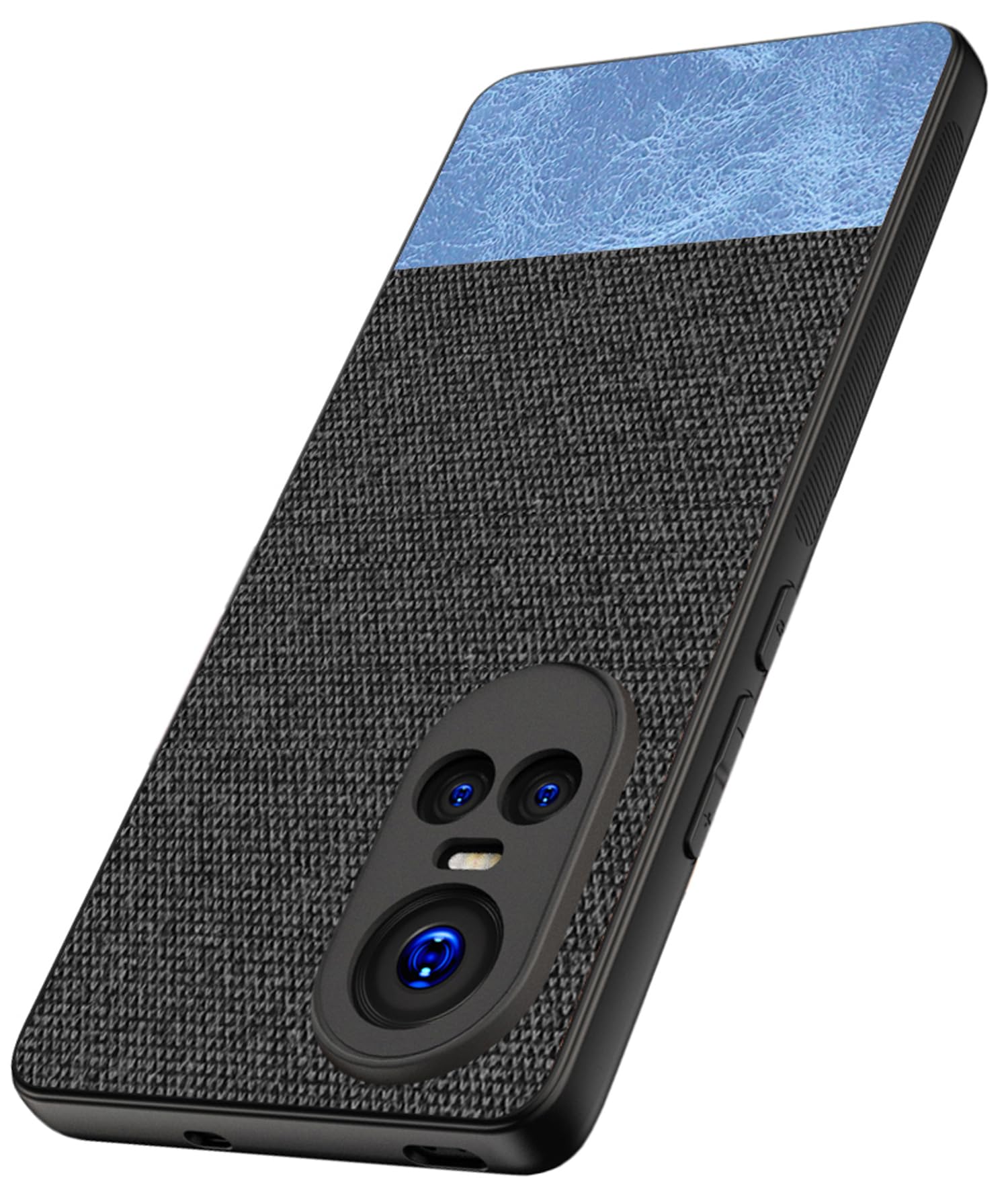 KAPA Soft Fabric & Leather Hybrid Protective Back Cover for Oppo Reno 10 / Reno 10 PRO (5G) | Shockproof Slim Hard Anti Slip Back Case (Black, Blue) (B0CDGHJYKM) Amazon Price History, Amazon Price Tracker