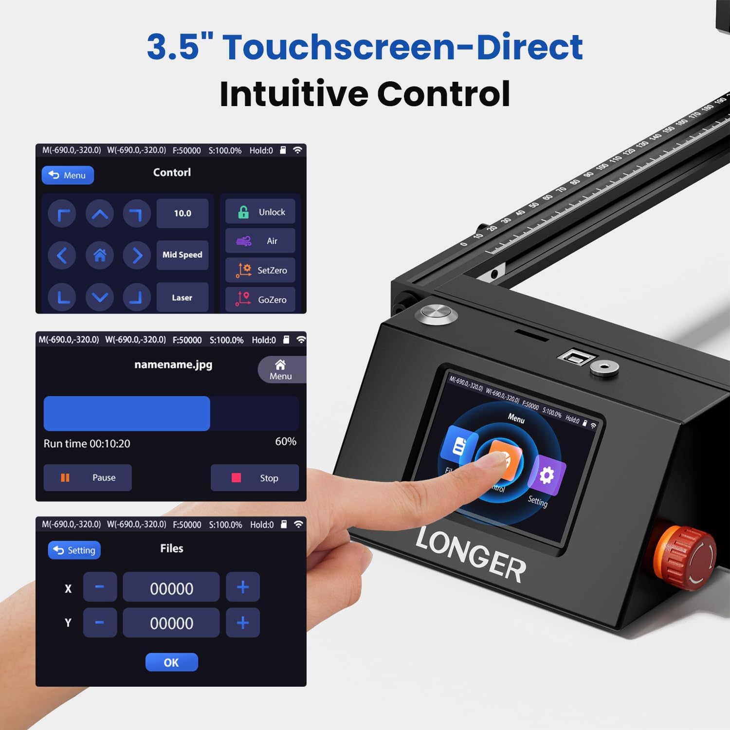 Longer RAY5 5000mW Laser Engraver with Air Assist Kit, 4-in-1 Chuck jaw kit, and 12 Pcs Raiser, CNC, App Offline Control, DIY Engraving Tool for Metal/Glass/Wood, Class 4