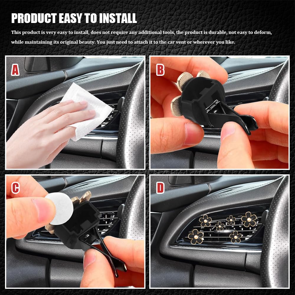 8 clip per bocchetta dell'aria a forma di margherita, clip per deodorante per auto, clip per presa d'aria condizionata dell'auto, accessori decorativi per auto, per donne e ragazze