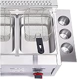 Commercial Countertop Gas Fryer, 30L Deep Fat Fryer with Frying Basket for Restaurants & Supermarkets - Multifunctional LPG Fryer - 7