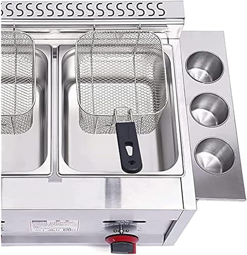 Commercial Countertop Gas Fryer, 30L Deep Fat Fryer with Frying Basket for Restaurants & Supermarkets - Multifunctional LPG Fryer - 7