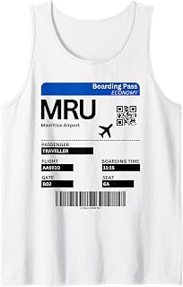 Boarding Ticket Mauritius Airport Vacation Flight Mauritius Tank Top