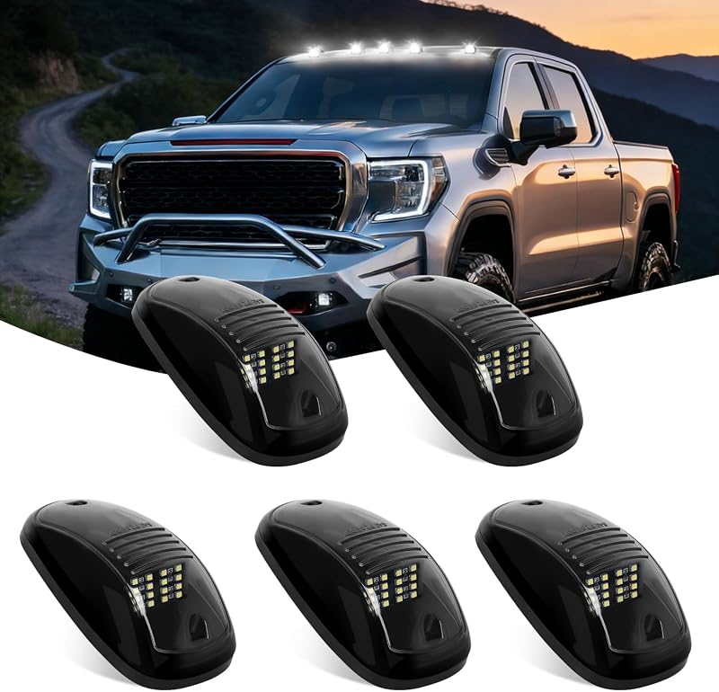 Luzes de marcação de teto da cabine Nilight com lente fumê e 16 LEDs brancos – Kit com 5