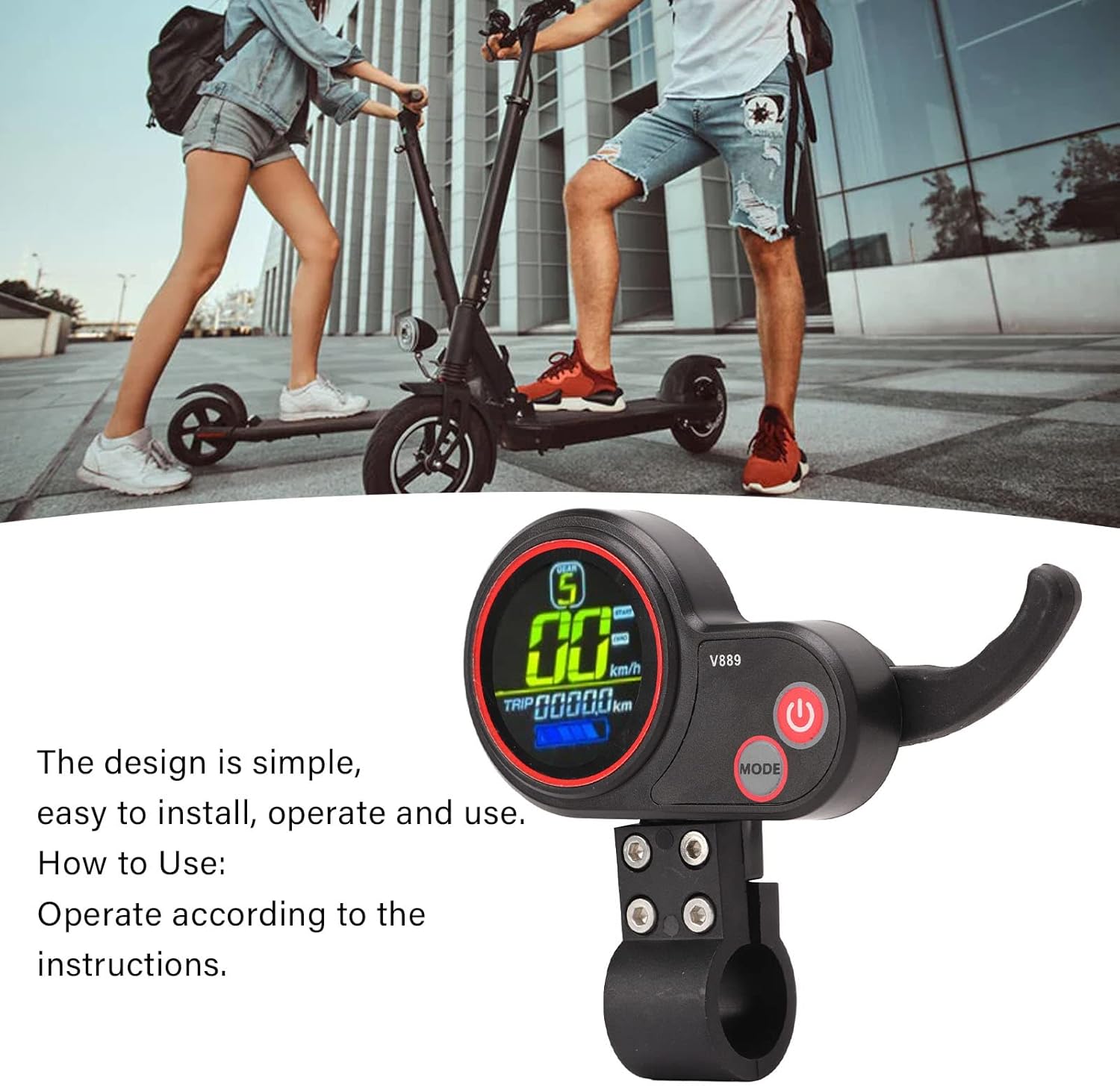 Electric Electric Scooter Thumb Throttle 24V 36V 48V Universal Control Panel with LCD Display and USB Port for Enhanced Riding Experience and Easy Installation on Most Electric Bikes and Scooters