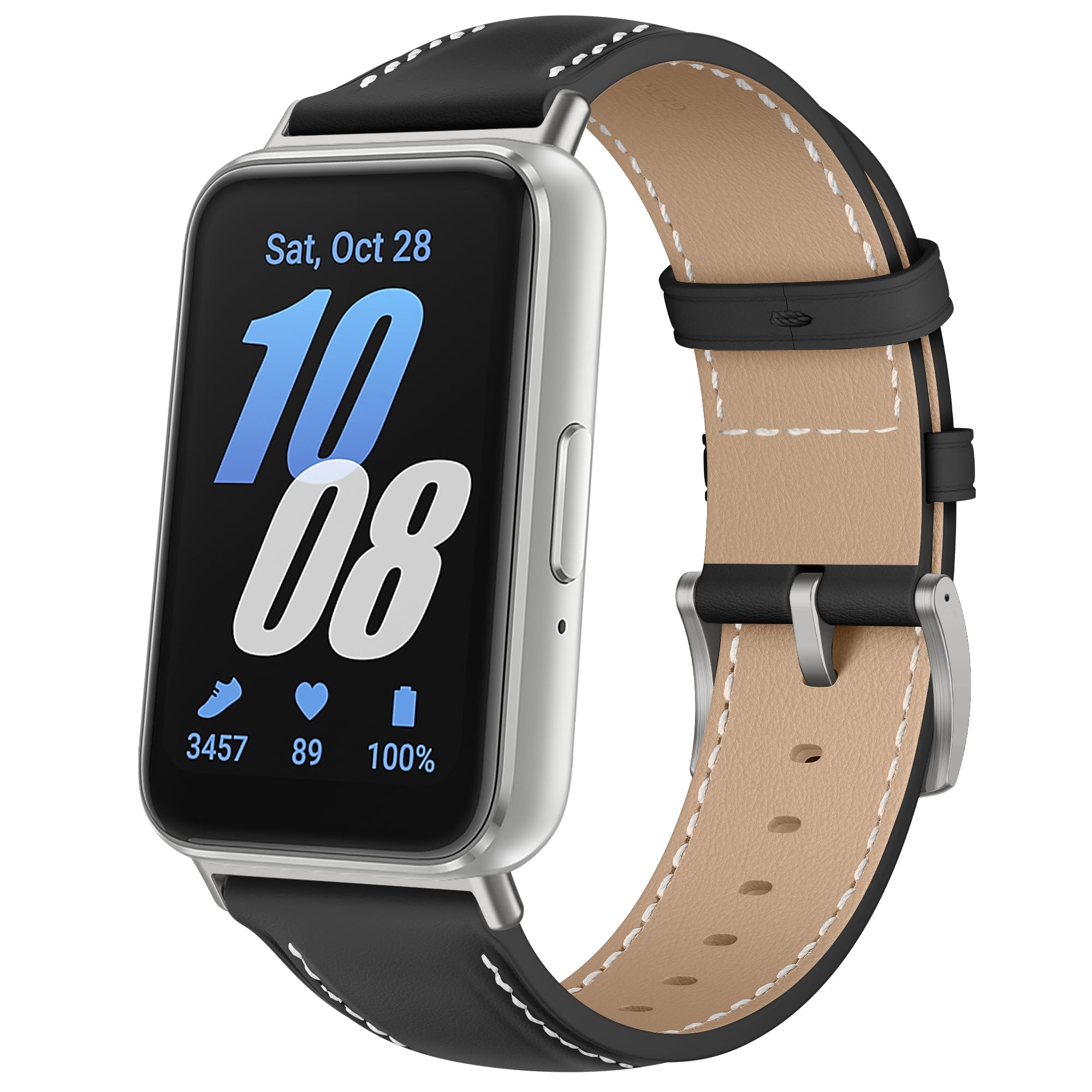 KoGiio Correa Compatible con Samsung Galaxy Fit 3, Correa de Cuero Hombres y Mujeres, Correa de Repuesto para Samsung Galaxy Fit 3 - Negro