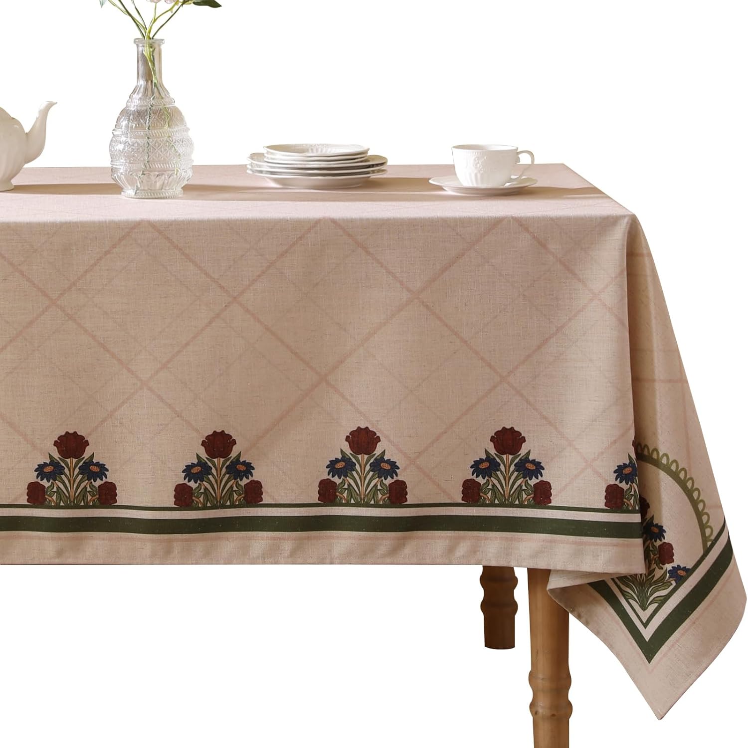 Amazon.com: ISAENNE French Tablecloth for Square Tables,Linen Table ...
