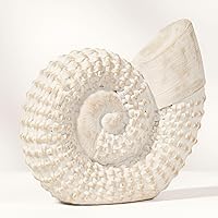 SagebrookHome Coastal Seashell Figurine - Handcrafted 7" Polyresin Nautical Sculpture, Whitewash Textured Home Decor for Living Room, Bedroom, Office