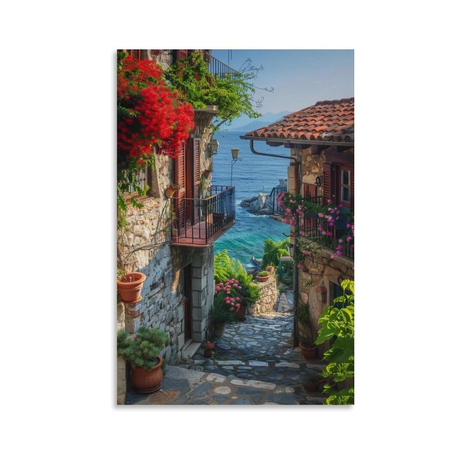 HUERYRYHY Waterfront Blooms 04 Poster Wall Art Canvas Vintage Aesthetic Painting Decor for Rooms 12x18inch Unframe-style