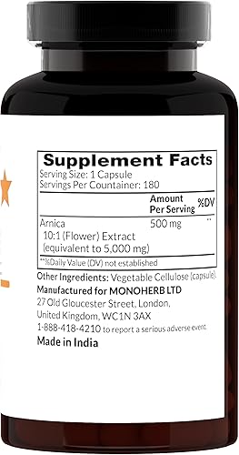 Miniatura 2 de MONOHERB Extracto de Árnica 500 mg -180 Cápsulas