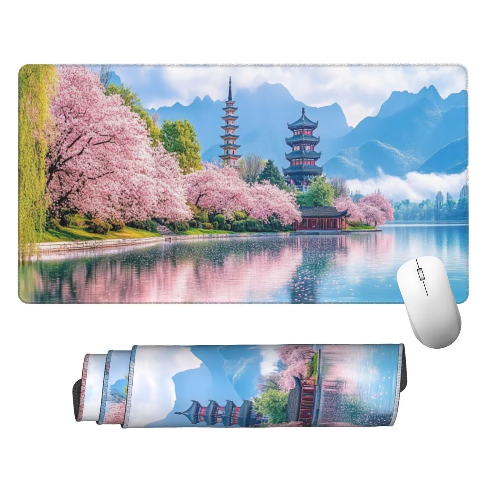Podkładka pod mysz z krajobrazem XXL mata na biurko morze 1600 x 800 x 3 mm zmywalna podkładka do gier na laptopa, z antypoślizgową gumową podstawą do gier, PC, pracowników biurowych Y1185
