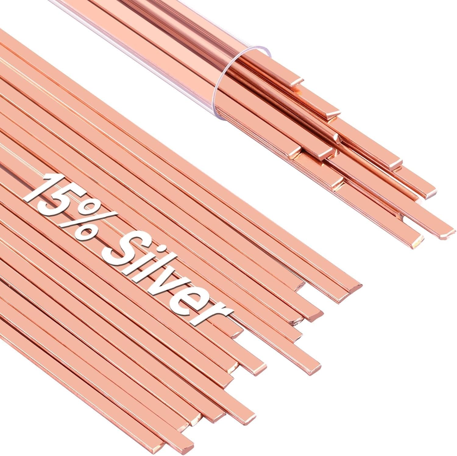 30 PCS 0.050"x1/8"x10" Brazing Rods, Copper Brazing Alloys Flat Welding Rods for Industry, Air Conditioning Refrigerator