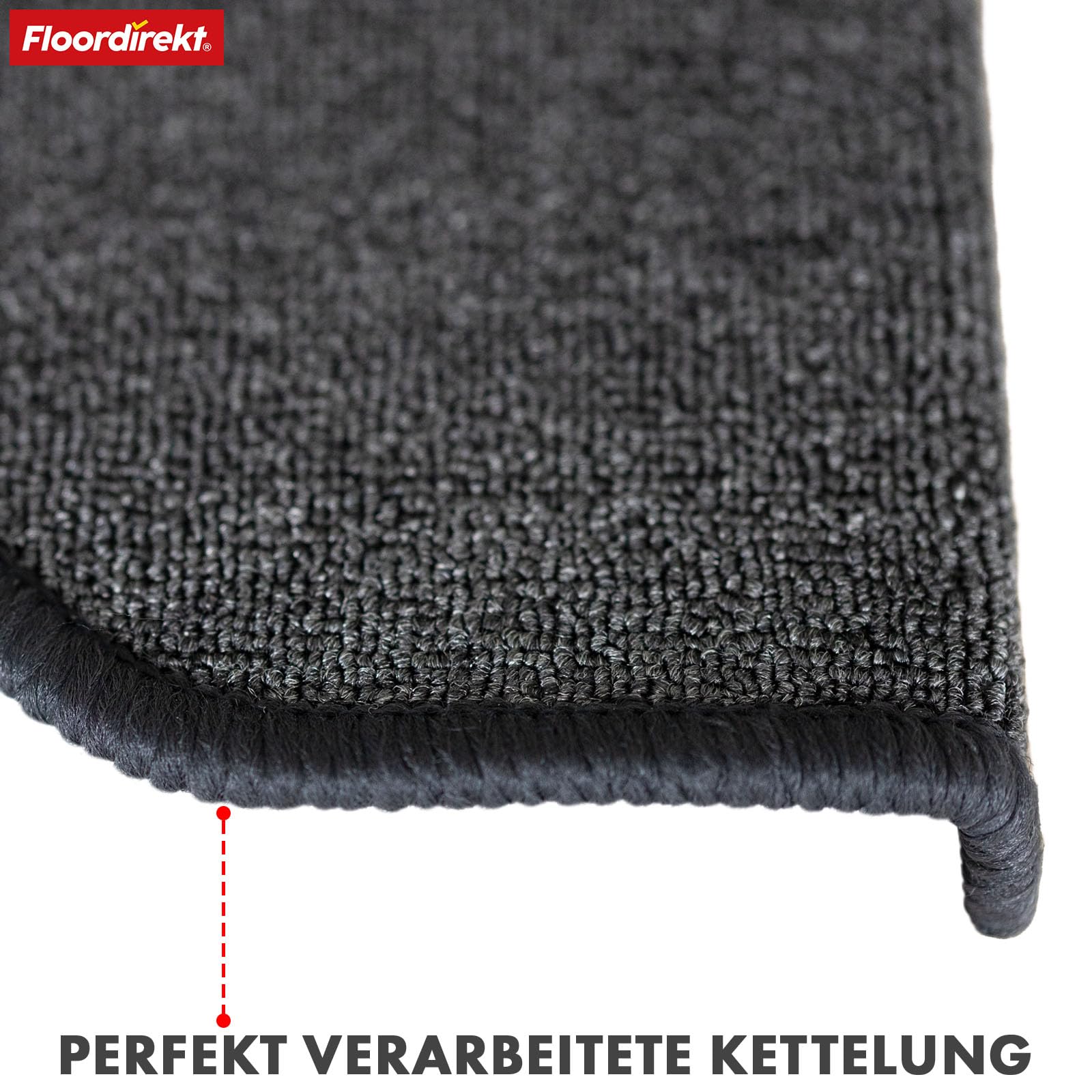 Floordirekt Treppenstufen Matten - London Pro Anthrazit - 1 Stück Stufenmatten Treppenteppich halbrund 25x65 cm
