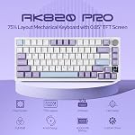 EPOMAKER Ajazz AK820 Pro 75% Gasket-Mounted Mechanical Keyboard with TFT Screen, 3 Modes(BT/2.4G Wireless & Type-C), Sound Dampening Foams, RGB (White Purple, Ajazz Gift Switch)