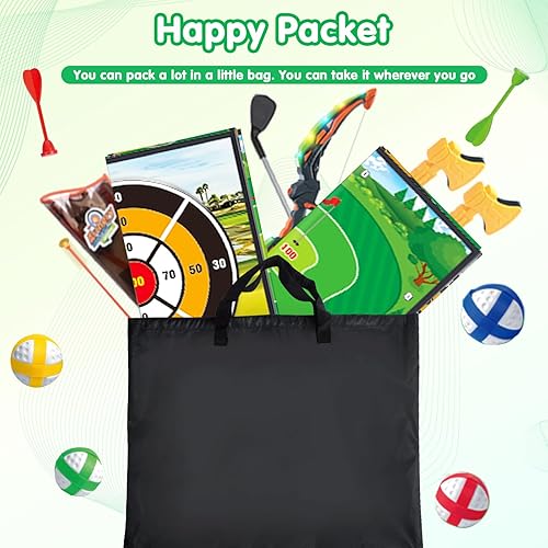 Miniatura 7 de Juego de alfombrillas de juego 4 en 1 con arco y flecha para niños, arco y flecha para niños con objetivo, juegos de golf en interiores, club de