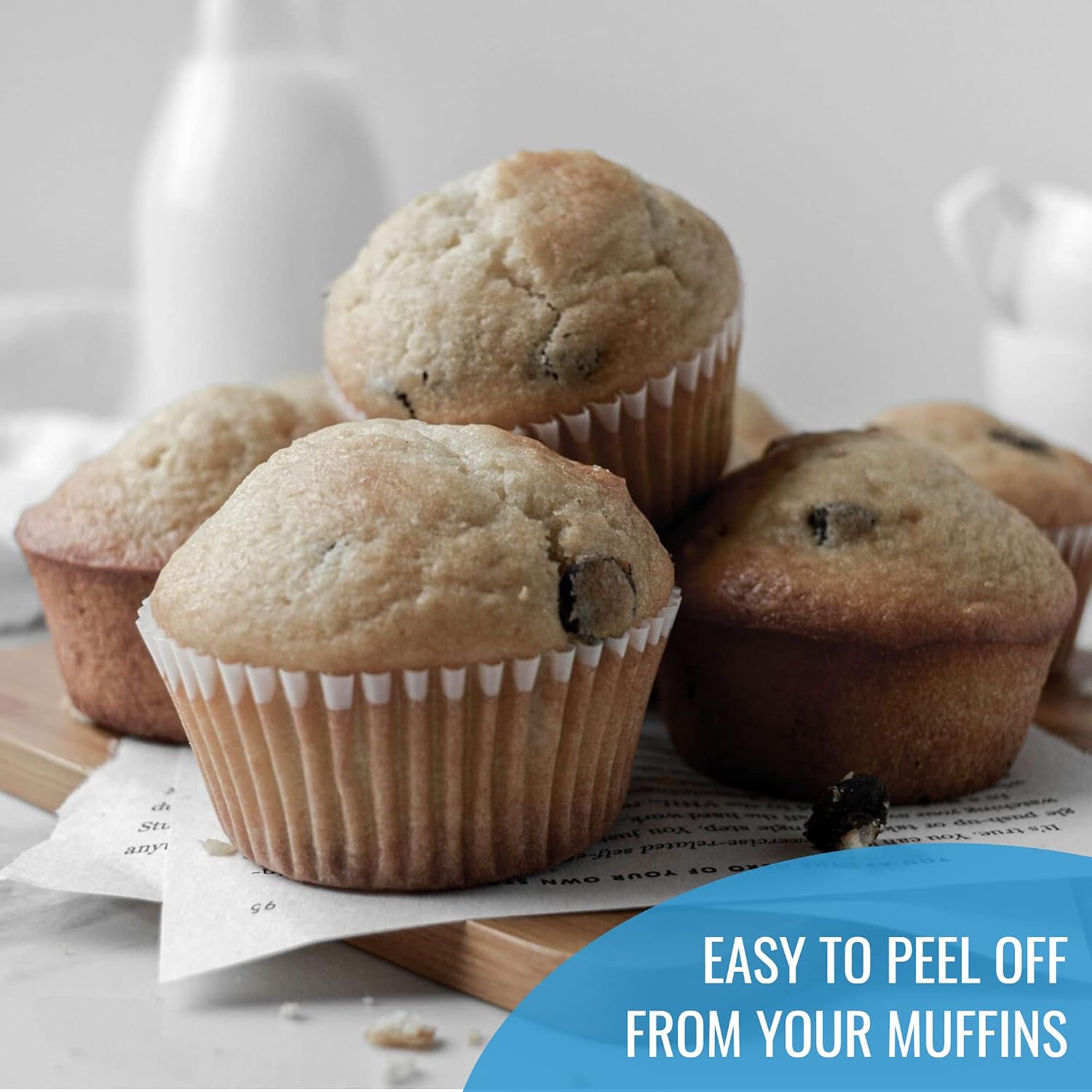 White Cupcake Liners Standard Size - 300-Pack Paper Baking Cups - Fits Perfectly Any Muffin Baking Pan - Muffin liners for Cupcakes, Muffins, & Egg Muffins - Greaseproof Cupcake Papers Wrappers