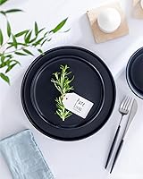 Vista 8 de Juego de vajilla de gres para 4 personas 12 piezas – Juego de platos y cuencos negros mate – Apto para lavavajillas, microondas y resistente a