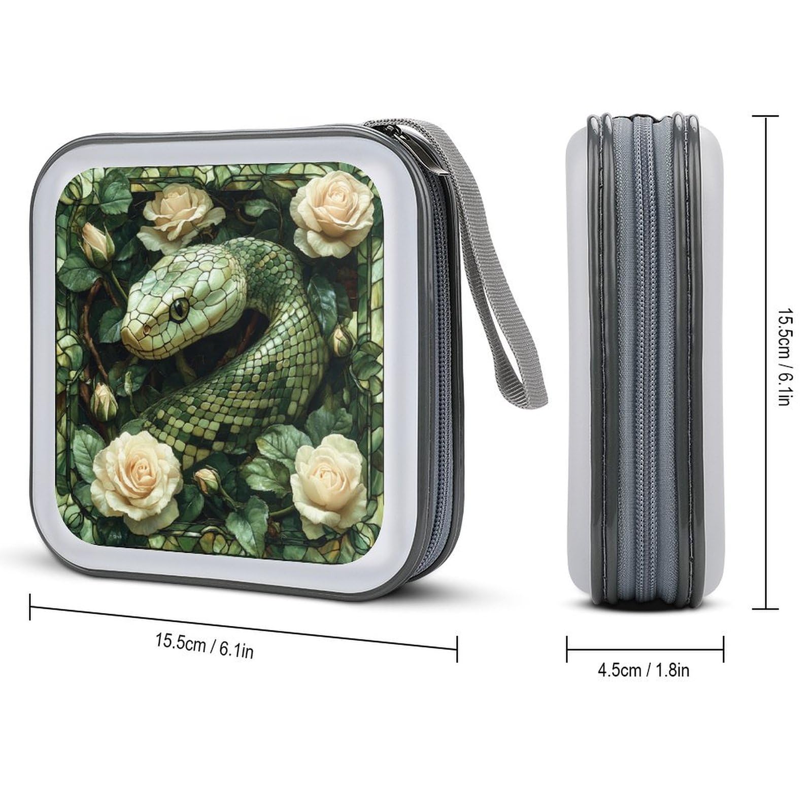 Stained Glass Snake CD Case DVD Storage Case Portable