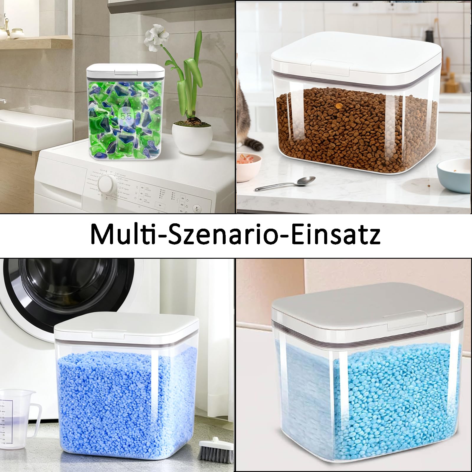 Skrzynka do przechowywania detergentu, 5,5 l, z pokrywką, pojemnik na proszek do prania, z hermetyczną pokrywką, skrzynka do przechowywania proszku do prania, do łazienki, wc