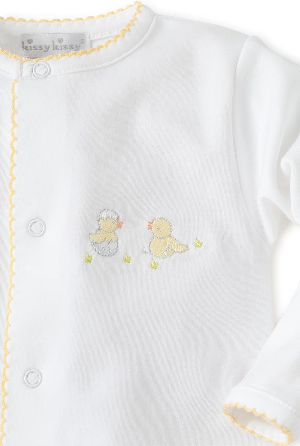 Kissy Kissy Baby Gender Neutral 100% Pima Cotton Hatchlings Footie and Hat Set, White/Silver, Newborn to 6 Months