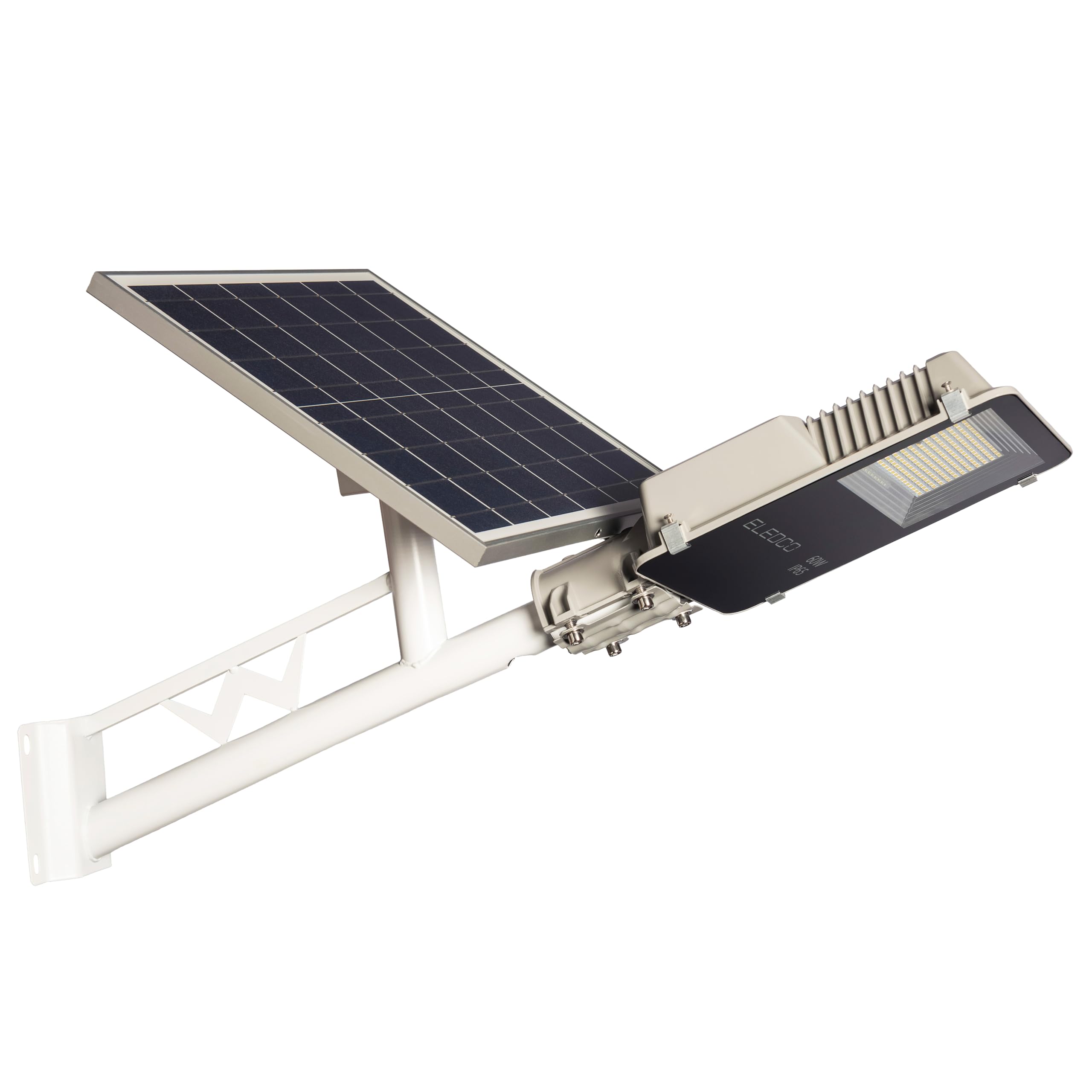 Farola Solar 60W, Foco LED Exterior, Panel Solar Orientable, Control Remoto, Sensor de Movimiento (60 Vatios, Luz Neutra 4000K)