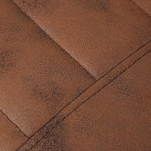 Miniatura 6 de MEILLEUREVIE Taburetes de bar giratorios para encimera de cocina, respaldo retro hecho a mano de gamuza sin brazos, base de metal gruesa con