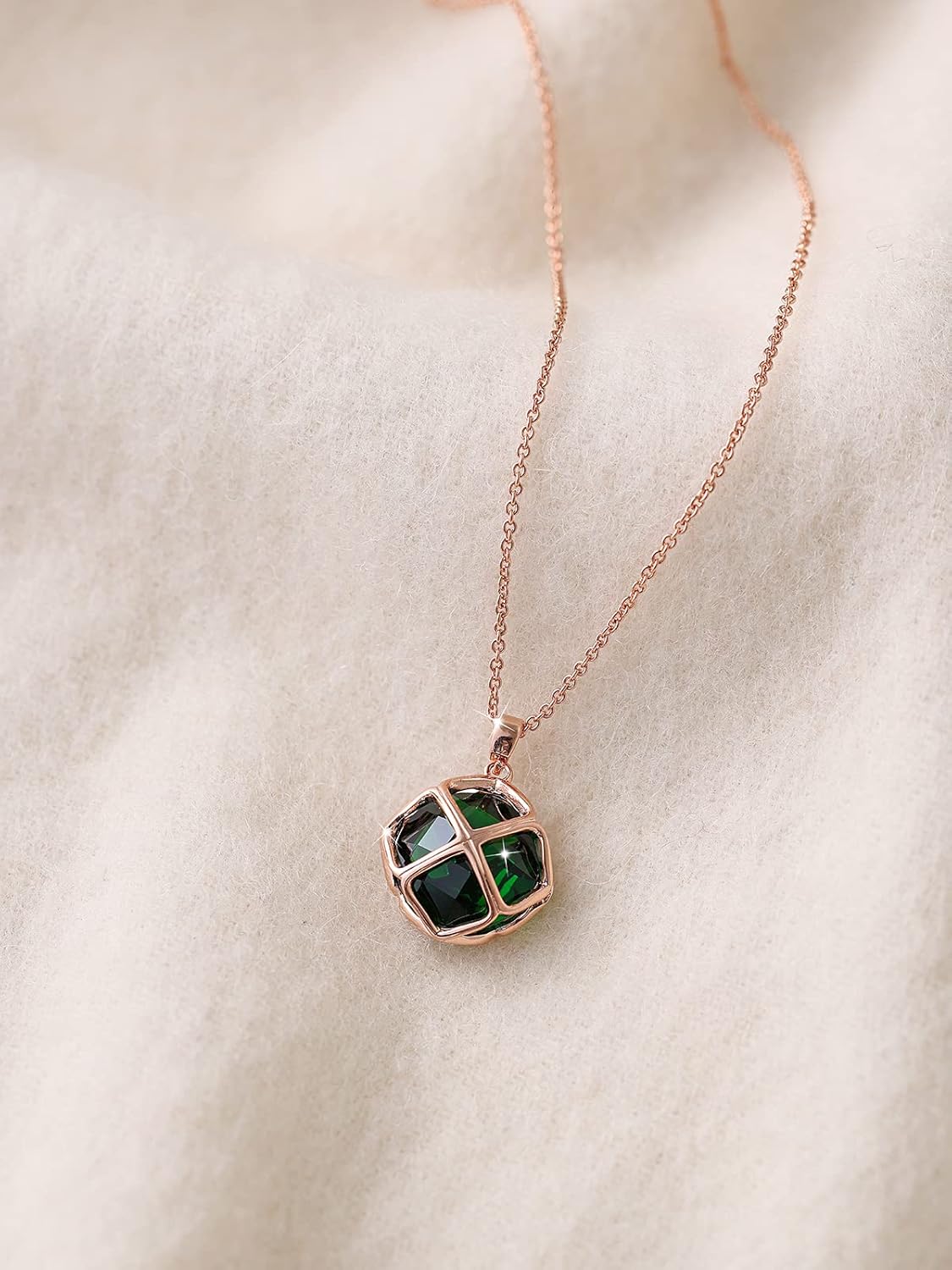 14MM Crystal Pendant Necklace for Women 14K Glod Plated Jewelry - Image 7