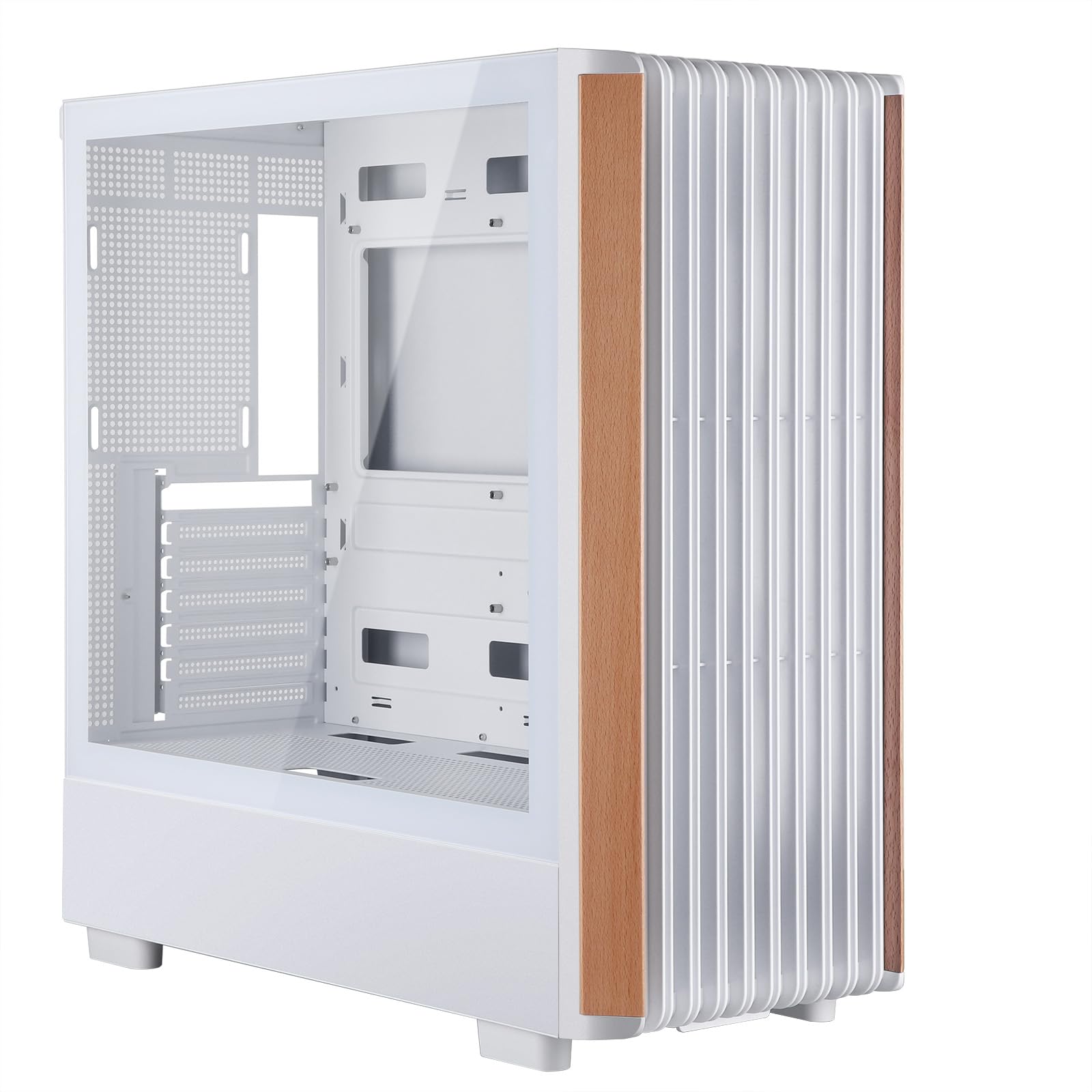 Carcasa ATX C2-W de vidrio templado blanco semitorre con alto flujo de aire 8