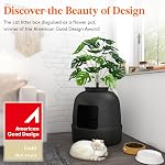 Lifewit Cat Litter Box, Litter Box with Faux Plant & Scoop, Cat Litter Box Enclosure in Living Room, Bedroom, Corner, Hidden Litter Box with Carbon Filter, Black