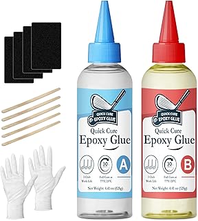 Quickly Cure Golf Club Epoxy 8.8oz, Quick Cure Transparent Durable Golf Epoxy, Used to Repair All Clubs, Heads, Drivers, Putters and Irons