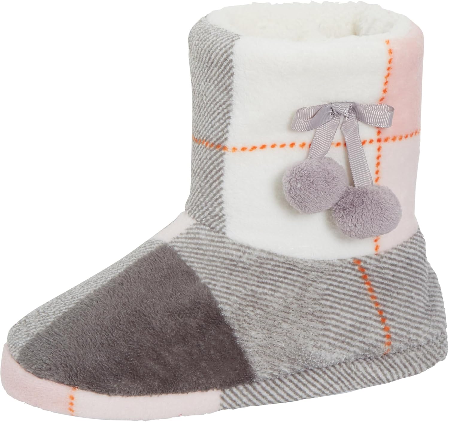 Ladies Slipper Boots Womens Luxury Tartan Check Slippers Faux Fur Lined ...