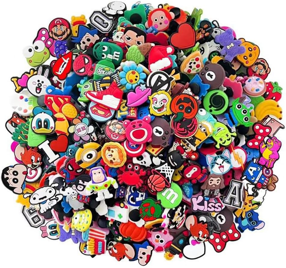 S2C Colorful Shoe Charms for Crocs 50,100 PCS Random Shoe Charms for Unique Shoe Décor, Cute Shoe Charms Wristband Bracelet Decoration for Girls,Boys and Adult