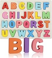 Montessori Wooden Alphabet Puzzle for Toddlers 1-5 - Safe ABC Pegged Learning Toys, Preschool Educational Gift