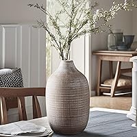 Vista 24 de ALMA Jarrón de suelo alto negro para hierba de las pampas, jarrón gris extra grande de 18 pulgadas para decoración del hogar, jarrones de cerámica