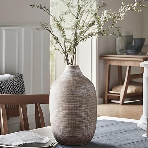 Miniatura 24 de ALMA Jarrón de suelo alto negro para hierba de las pampas, jarrón gris extra grande de 18 pulgadas para decoración del hogar, jarrones de cerámica