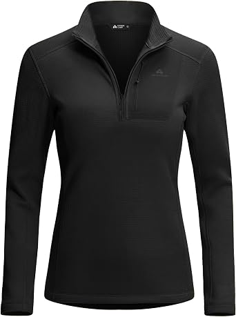 Pioneer Camp Womens Fleece Lined Quarter Zip Pullover Lightweight Thermal Sweatshirts Long Sleeve Running Athletic Tops