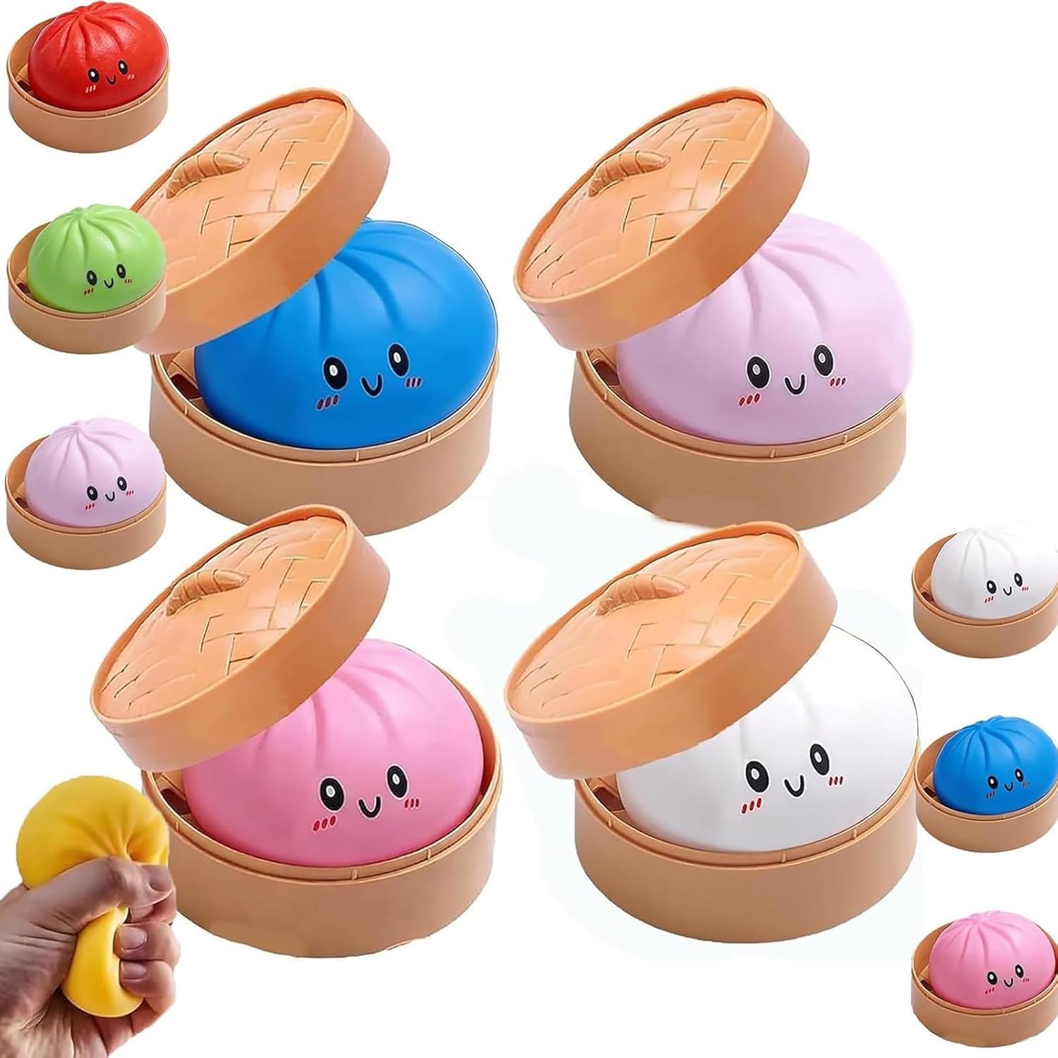 Mystery Dumpling Squishy, 4 Inch Jumbo Dumpling Stress Ball, Squishy Bun, Anxiety Relief Fidget, Soft Squeeze Decompression Dough for Adults Classroom Prizes & Party Favors