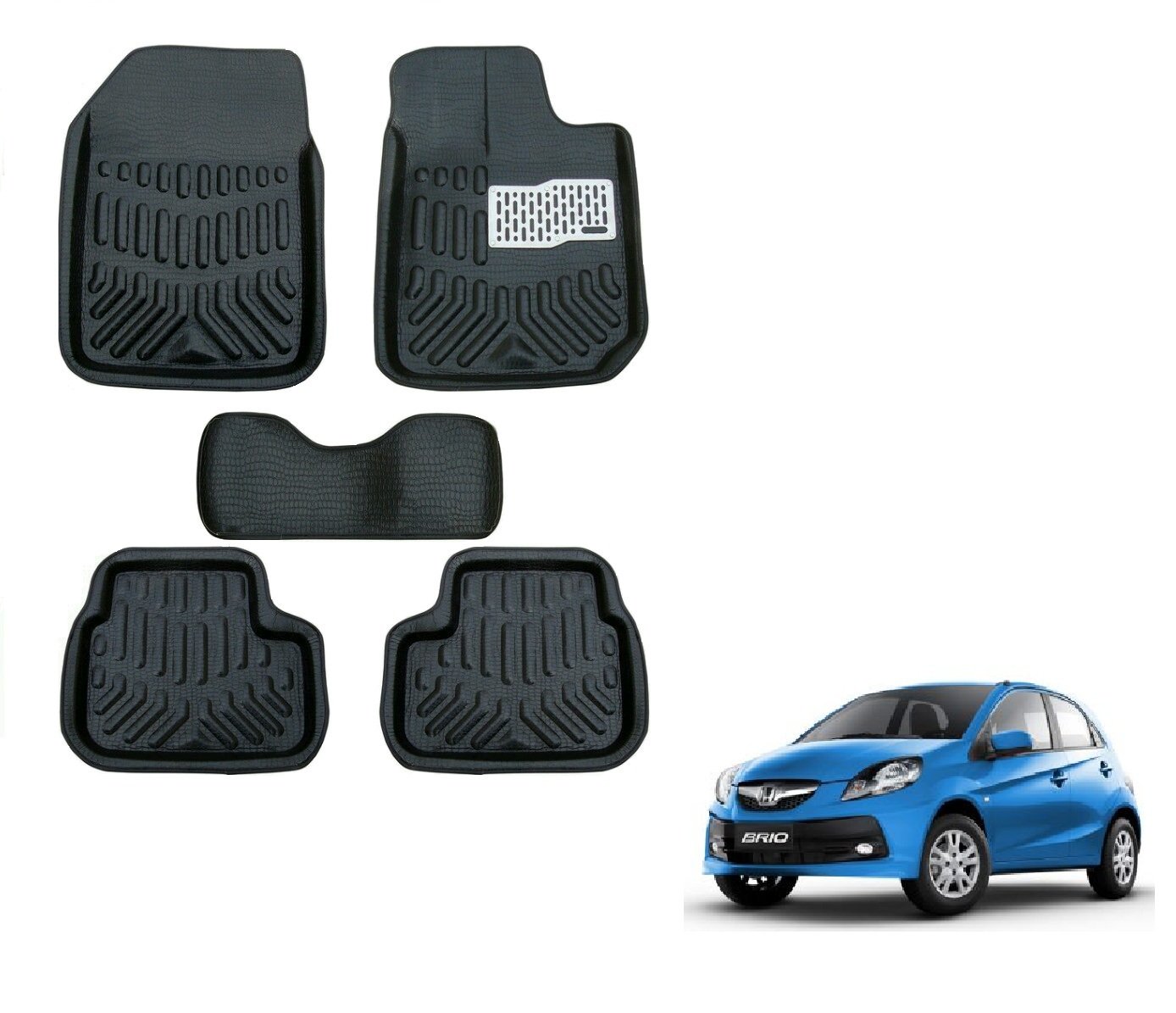 Auto Hub 3D / 4D EVA, Plastic Car Floor Mats Compatible with Honda Brio