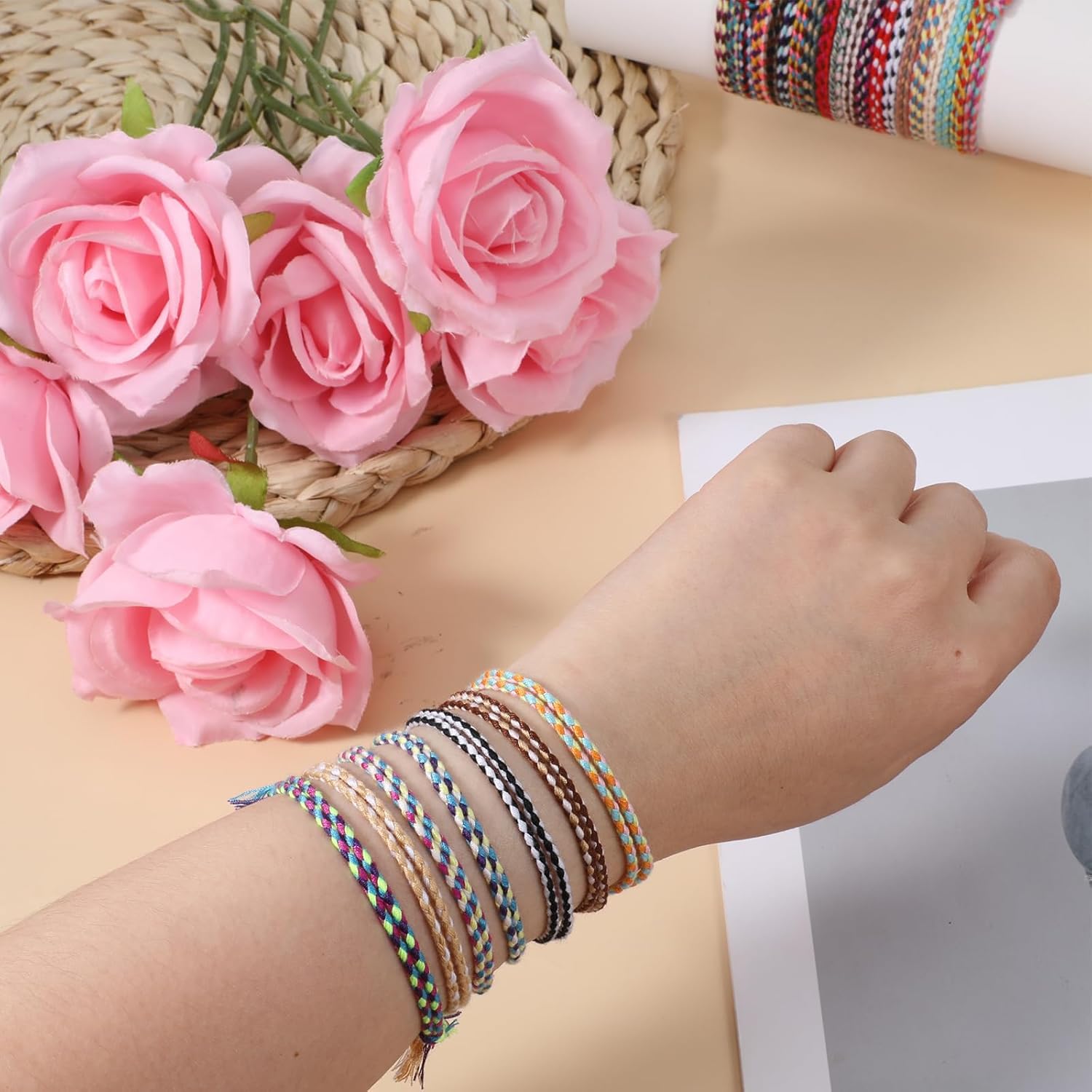 Woven Wrap Friendship Bracelets for Women, 30Pcs Colorful Adjustable String Bracelet Handmade Braided Friendship Ankle Bracelets for Women Men Party Favors Matching Accessory - Image 4