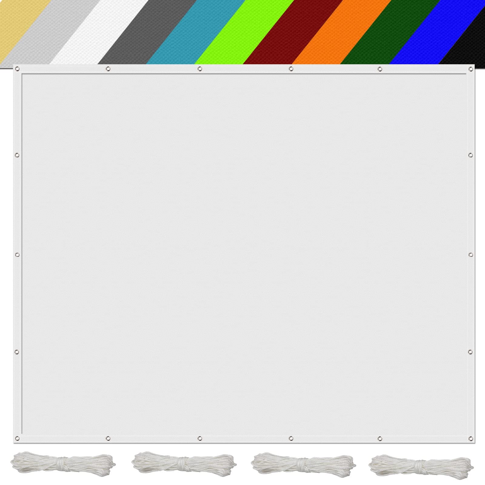 Wodoodporna siatka do ogrodu, odporna na promieniowanie UV, poliester, regulowany rozmiar, na balkon, kemping, patio, pergolę, 2 x 6,5 m, markiza przeciwsłoneczna, kolor biały