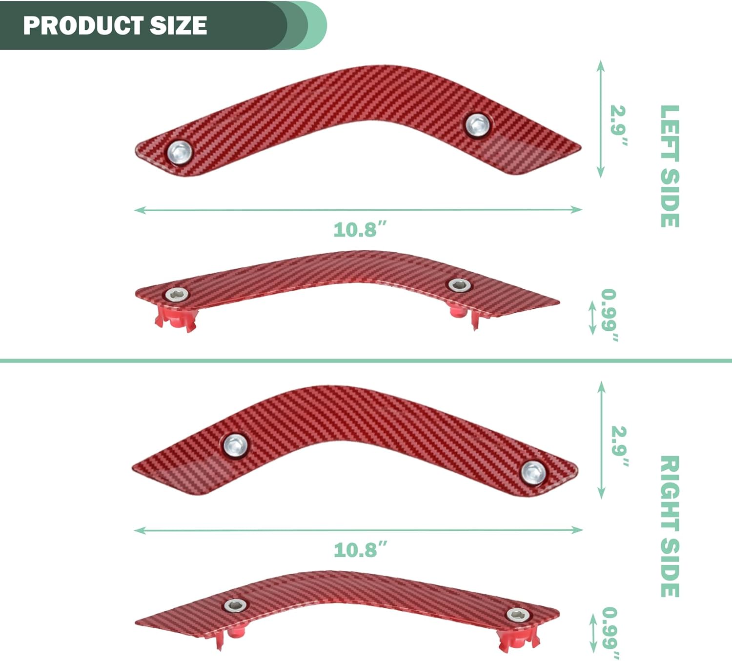 Interior Door Grab Handle Inserts Cover Trim for 2007-2018 Jeep Wrangler JK JKU Sports Sahara Rubicon & Unlimited, Replace OE 1RC72JAHAD 1RC72JAHAE, L&R, Red Carbon Fiber