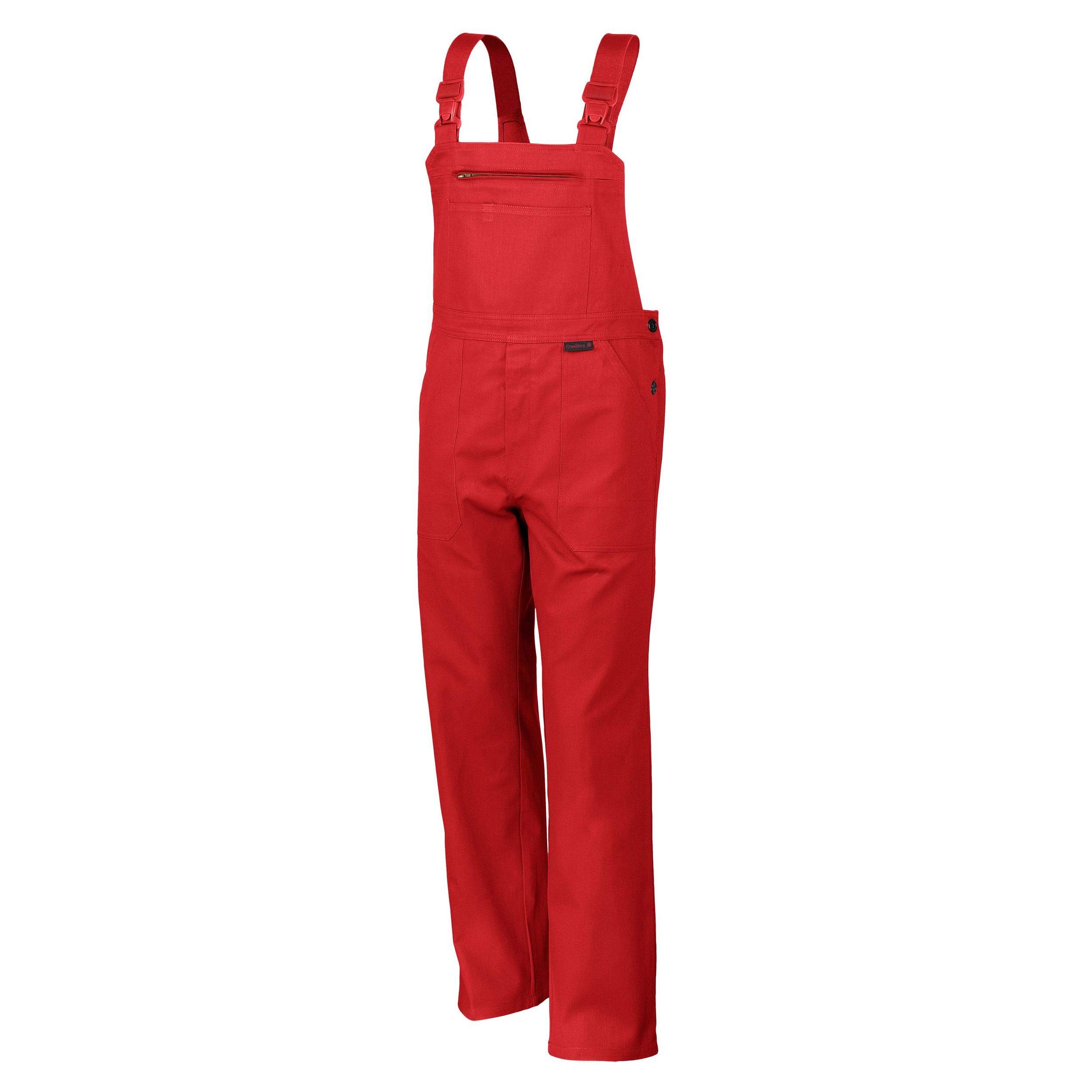 Latzhose QUALITEX 270, 5 Farben, einlauffeste Baumwolle, Größe 44-64, 90-110 52,Rot