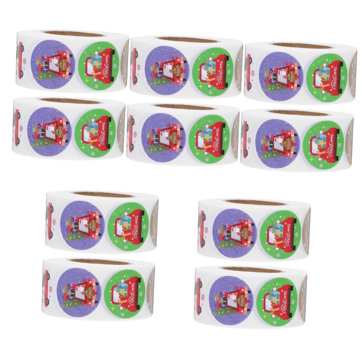 Tofficu 5 Sätze Weihnachtsgeschenkpapier Etiketten Weihnachtskarte Girlande Schild Schleife Süßigkeiten Ornamente Siegeletikett Packpapier Plätzchen Aufkleber 3 Rollen * 5
