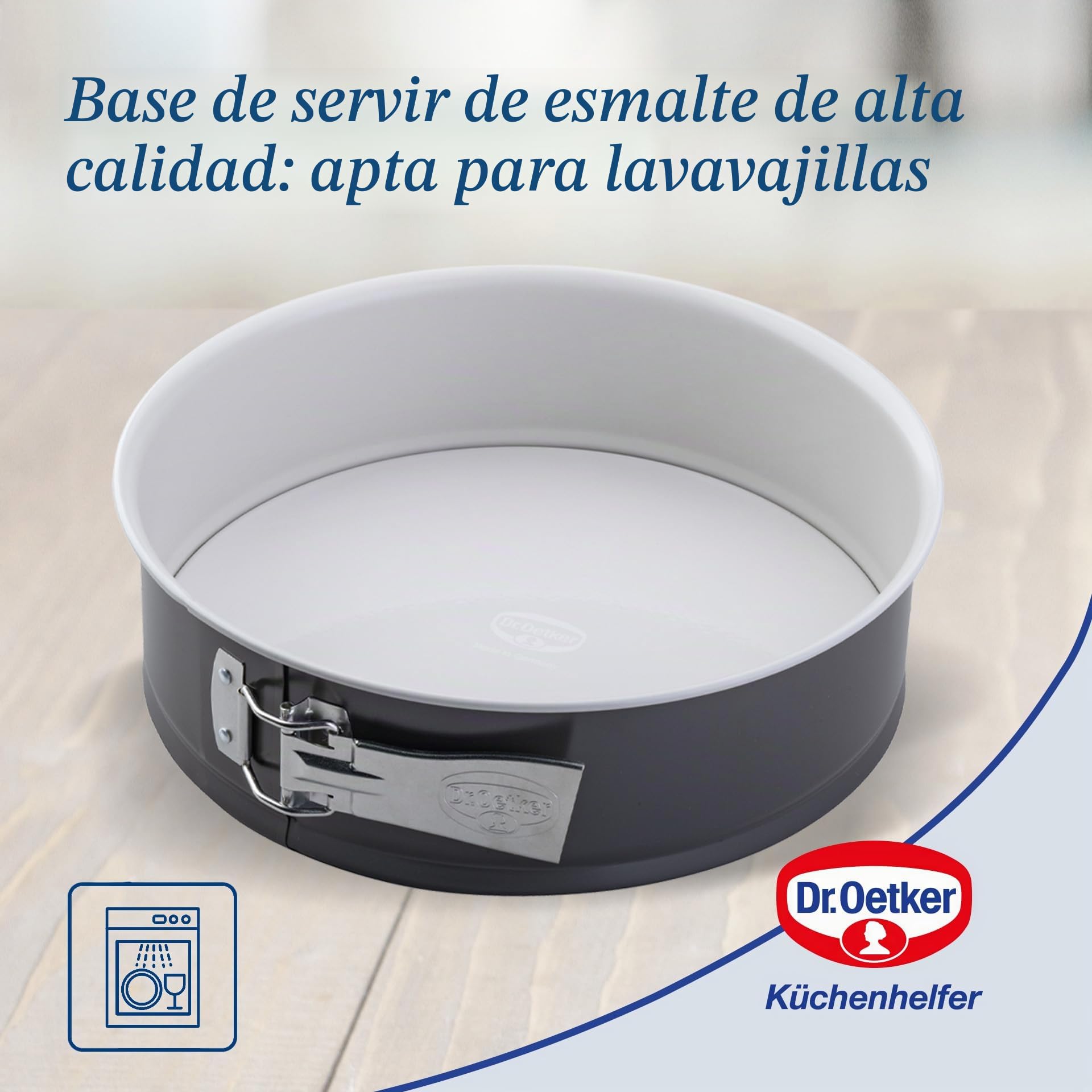 Dr. Oetker Molde de 26 cm de diámetro exclusivo tradicional para deliciosos moldes para tartas con sellado esmaltado (color gris/marrón/crema)