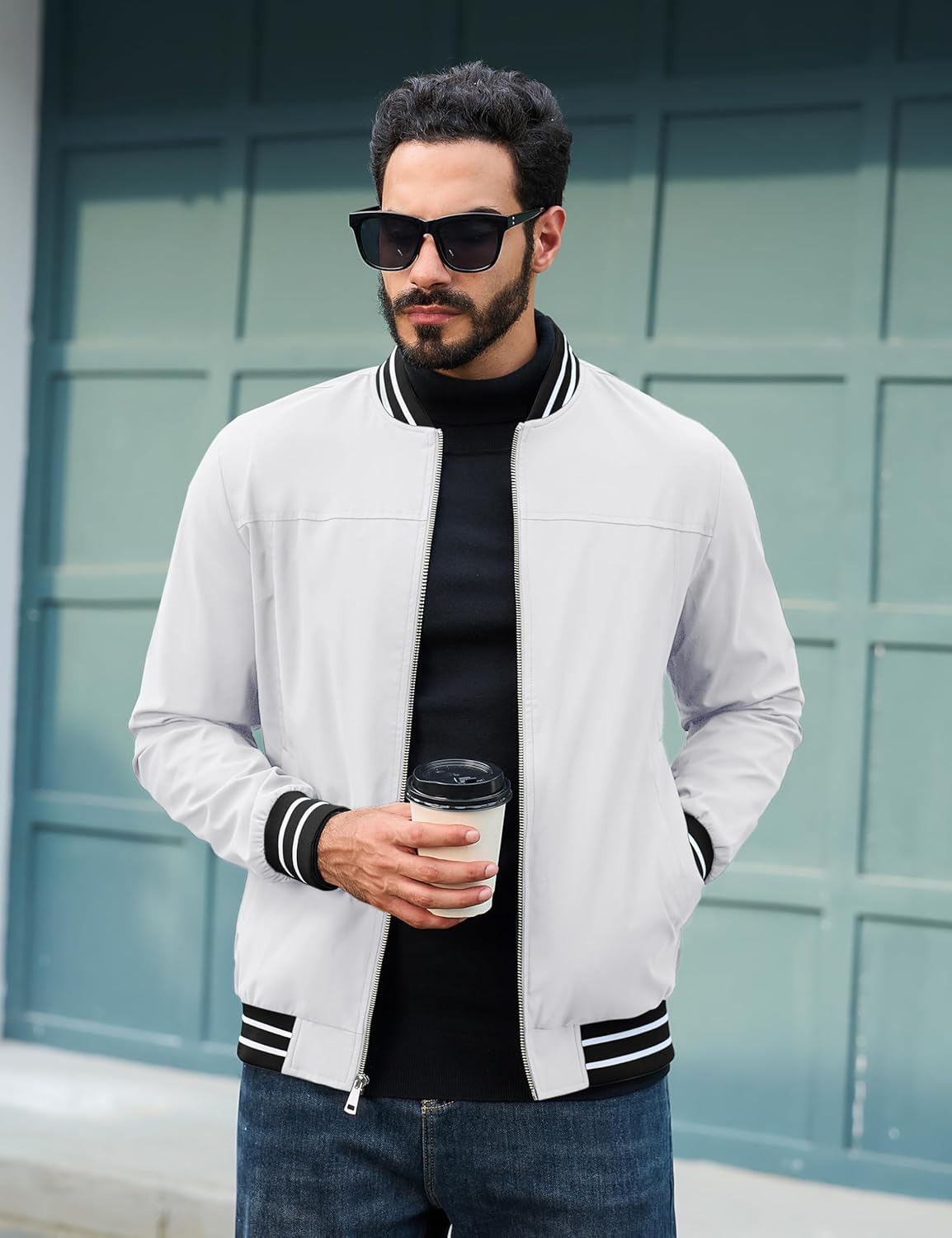 TACVASEN Men's Lightweight Jacket Casual Spring Fall Windbreaker Bomber Zip Up Coat With Pocket - Image 2