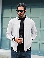 Vista 4 de TACVASEN Chaqueta ligera para hombre, casual, primavera, otoño, cortavientos, bombardero, con cremallera, con bolsillo