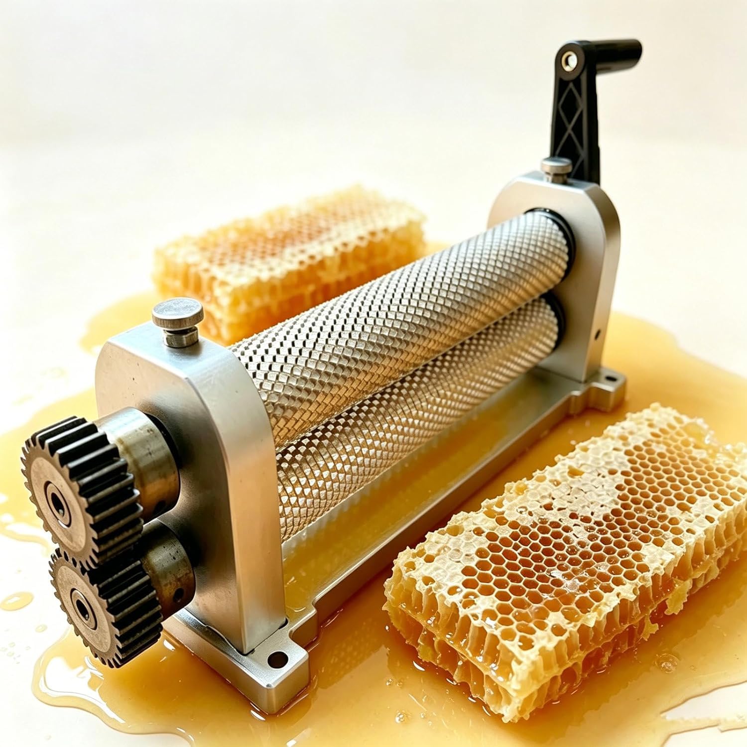QYLTTDM Manual Beeswax Comb Foundation Roller Mill, 280mm Bee Wax Sheet Roller Mills Machine, Aluminum Alloy Honeycomb Printing Stamper, For Producing Honeycomb Foundation Sheets 5.4mm