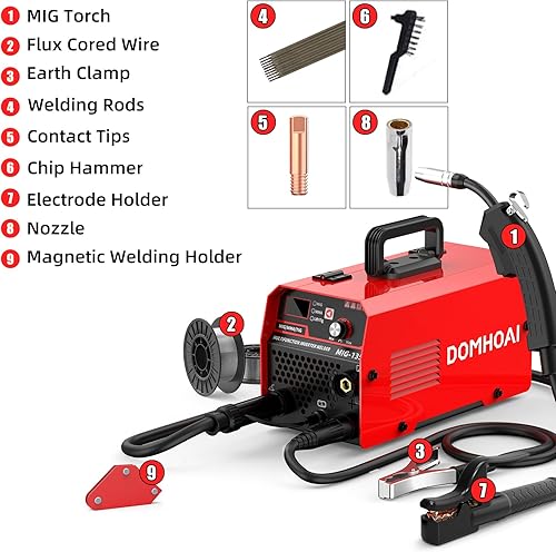 Miniatura 4 de Soldador MIG 110V, Soldador de núcleo de flujo 135A Flux MIG/Lift TIG/Stick Máquina de soldadura 3 en 1 Inversor IGBT con sinergia y equipo de