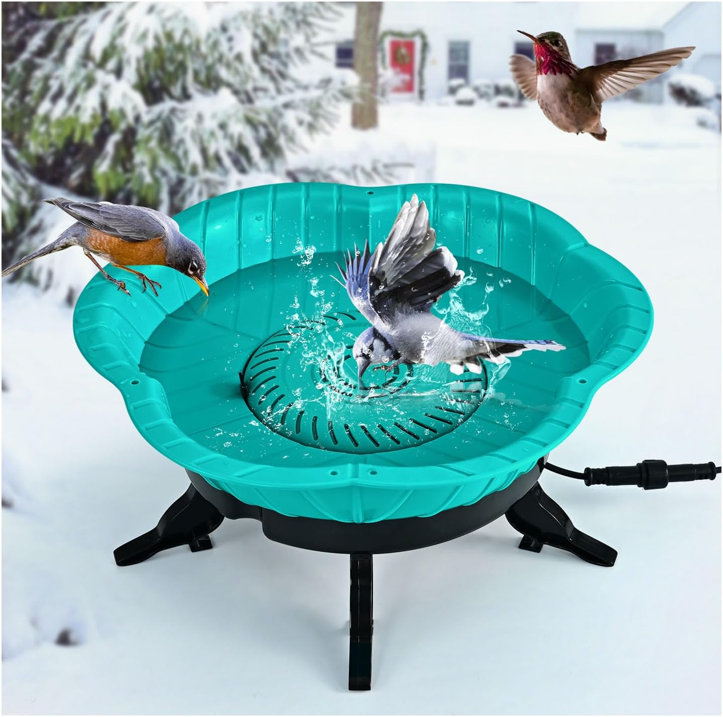 Heated Bird Water Feeder 100w All Seasons Available Bird Water Dispenser Waterer Automatic for Winter Garden Yard Patio Lawn