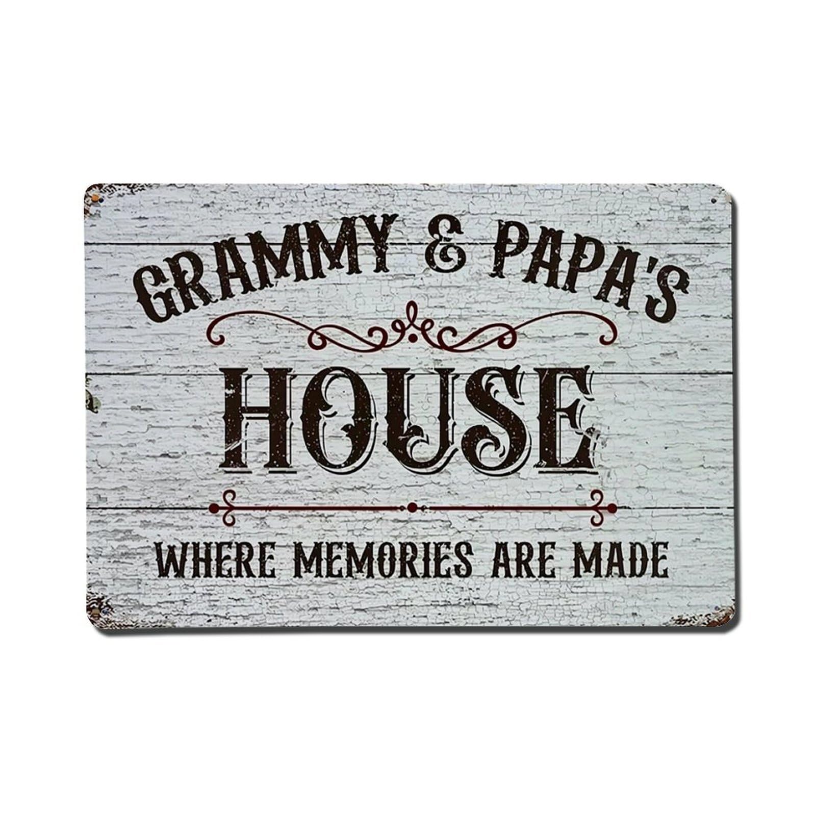 Grammy And Papa's House Sign Vintage Tin Sign Retro Metal Wall Decor Metal Poster, Home Bar Garage Farmhouse Cafe Wall Art Decoration 8x12Inches